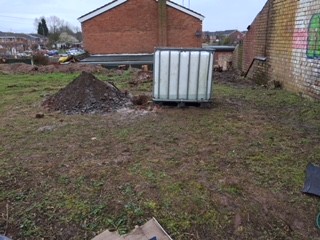 Percolation test trial pit excavated on site near Nuneaton