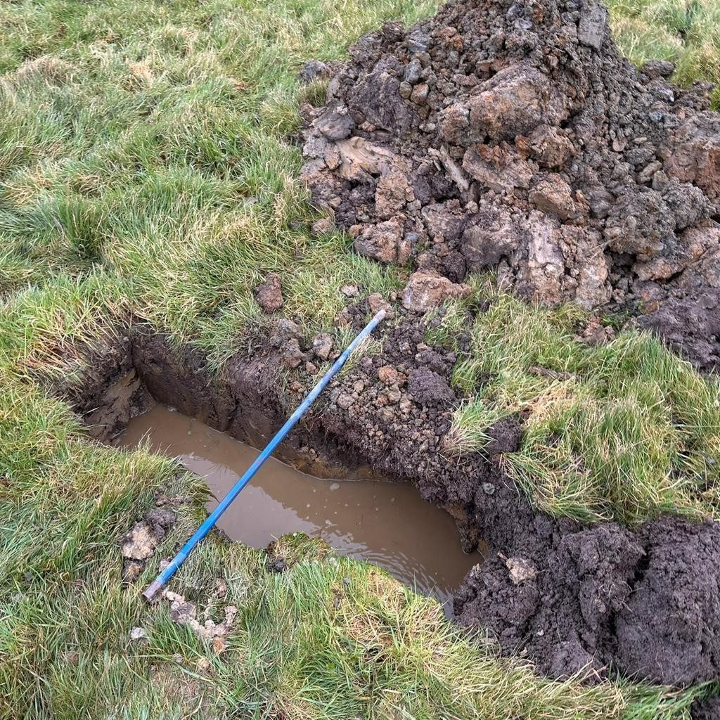 Percolation test trial pit excavated on site near Stafford