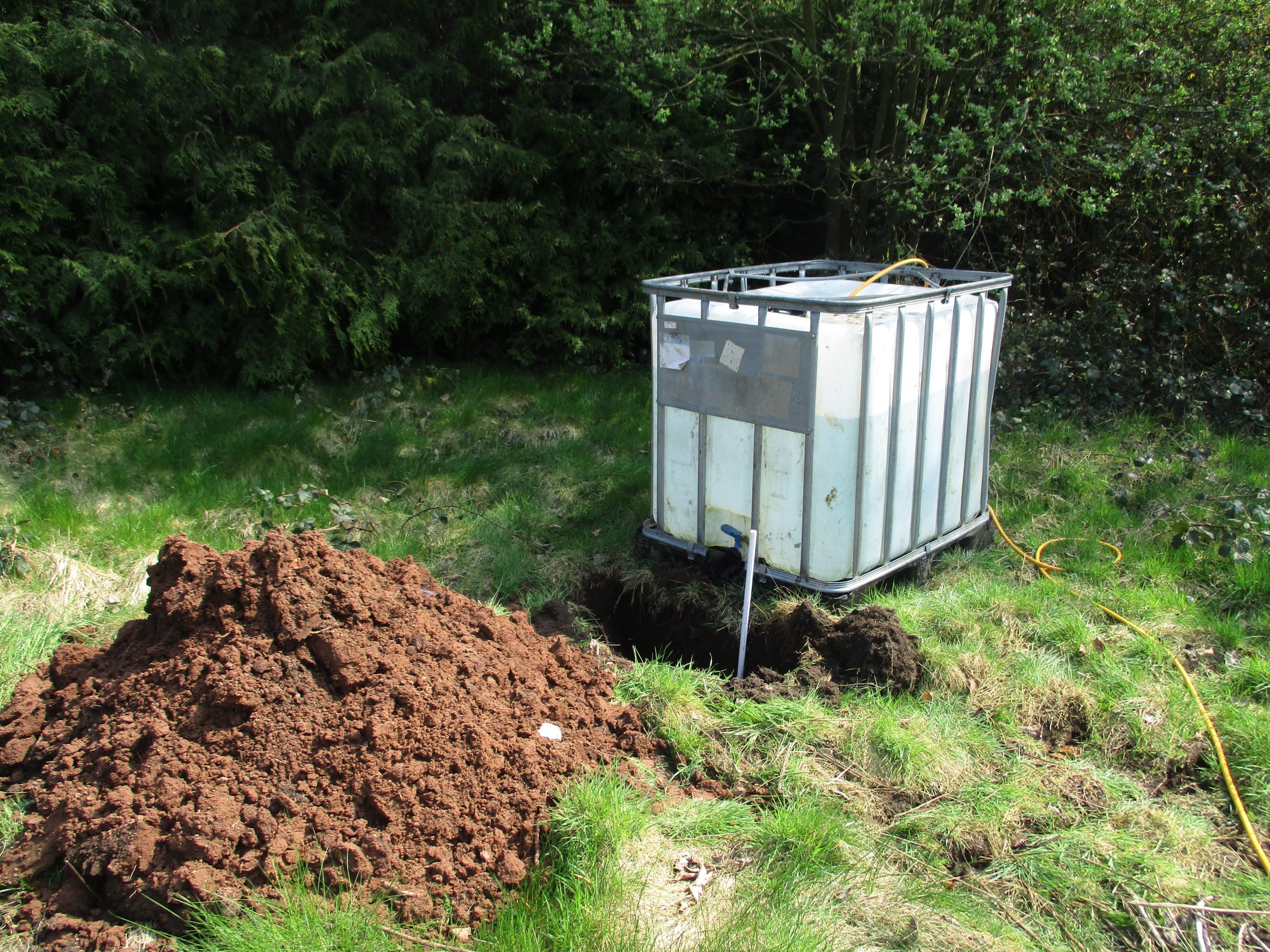 Percolation test trial pit excavated on site near Bromsgrove