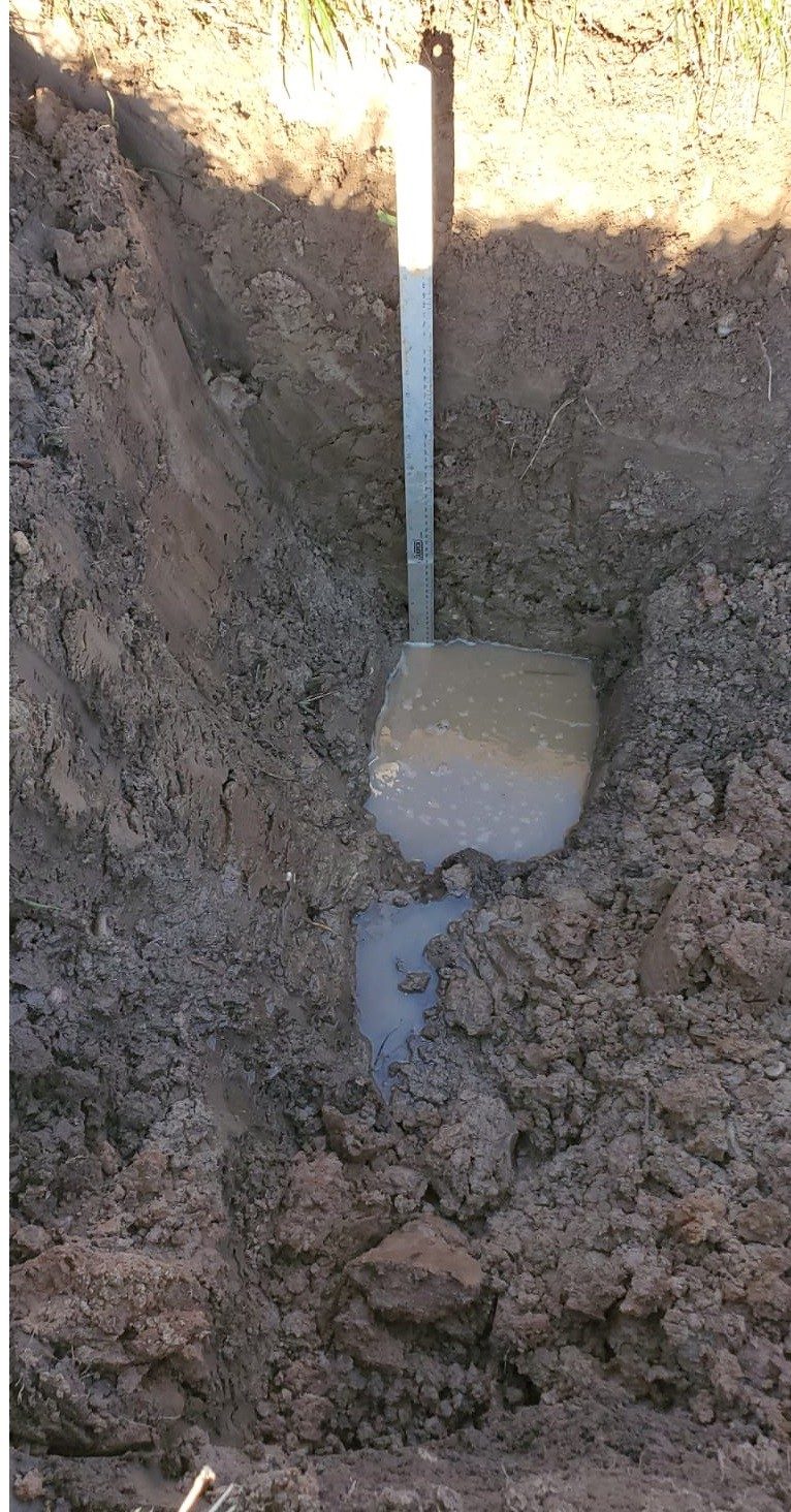 Percolation test trial pit excavated on site near Evesham