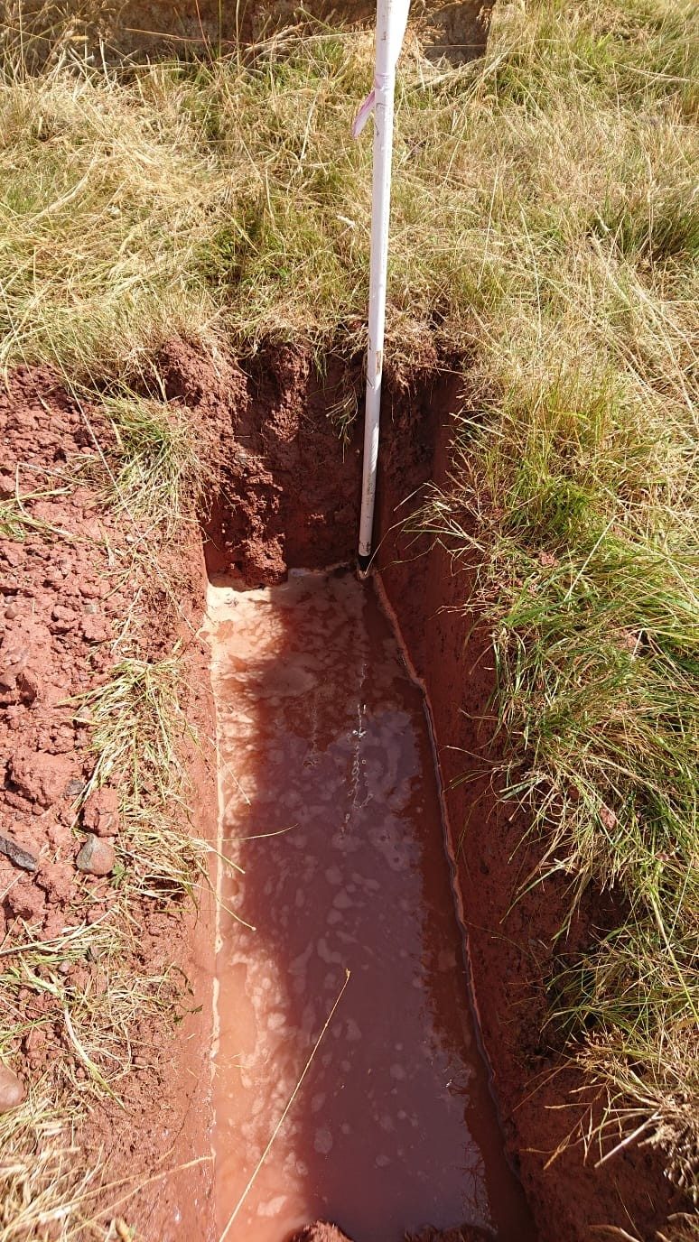BRE365 percolation test trial pit near Shrewsbury